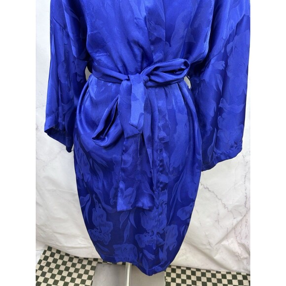 Vtg 80s Victoria's Secret Gold Label Kimono Robe Floral Blue One Size Romantic - Picture 10 of 16